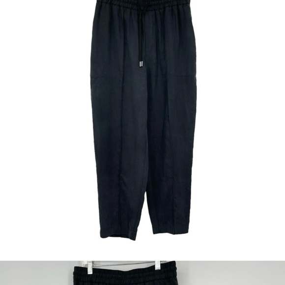 ATM Black Tencel Drawstring Pants Crop Tapered Straight Leg Womens Small Stretch - Picture 3 of 6
